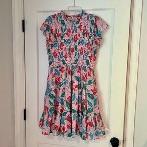 J. Marie the Andi Smocked Ruffle Mini Dress L